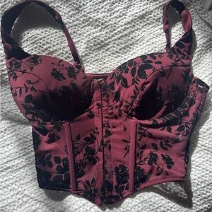 Windsor Burgundy and Black Lace Bustier